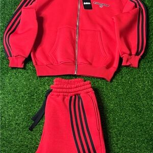 Bricks & Wood Vibrant Red Tracksuit with Black Accents